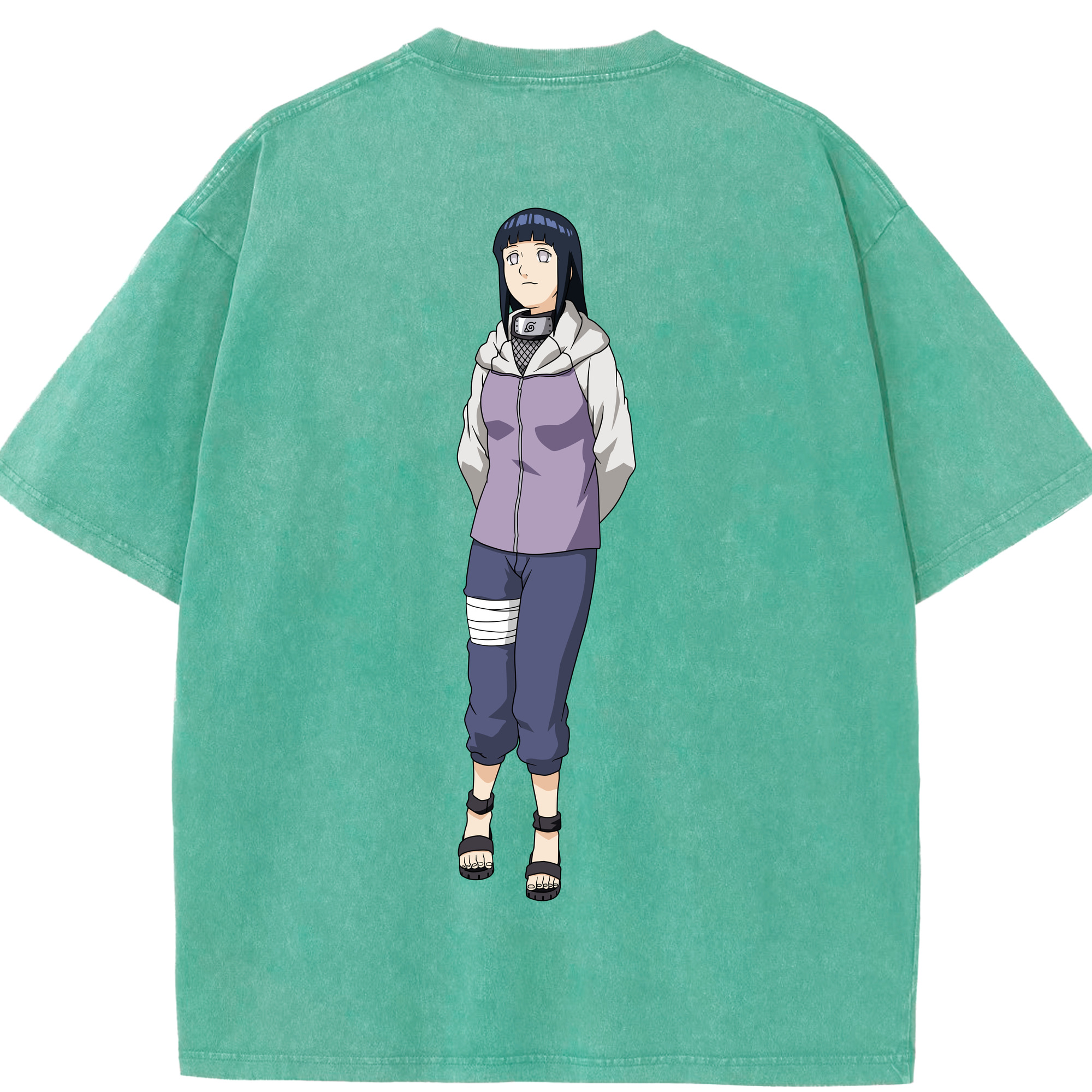 （画像用） NARUTO -ナルト- 日向ヒナタ Hyūga Hinata 綿100% ヴィンテージ風 半袖Tシャツ（背面プリント）